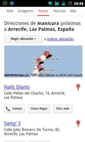 Resultado Nails Dianis en google móvil Resultado Nails Dianis en google places